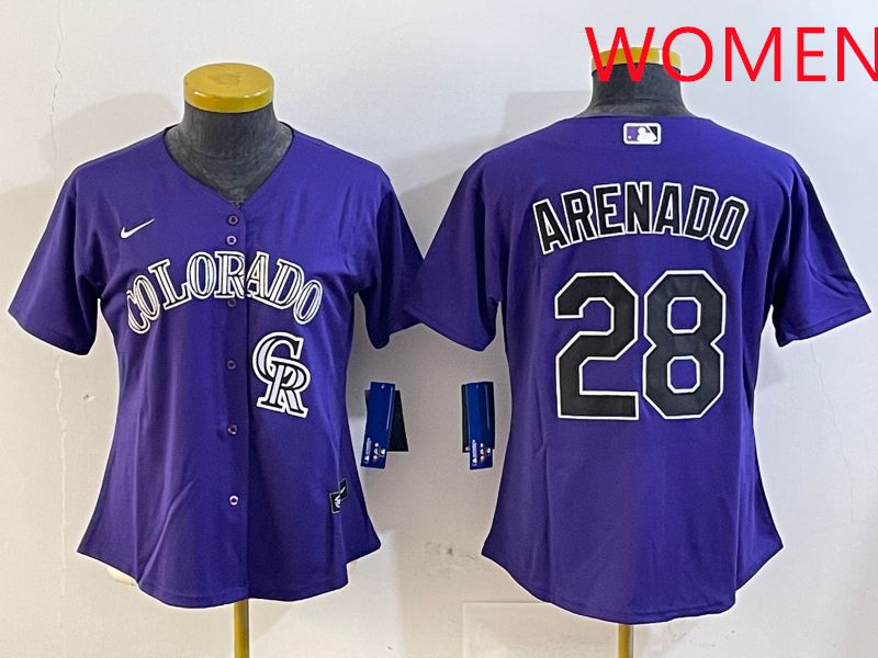 Women Colorado Rockies #28 Arenado Purple Game 2025 Nike MLB Jersey style 6
